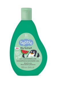Sampon si gel de dus 2 in 1 Pepene verde, +12 luni, 250 ml, Bebble - Img 1