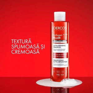 Sampon ultra-reparator pentru par deteriorat si fragil Dercos Collagen 17 Filler, 200ml, Vichy - Img 9