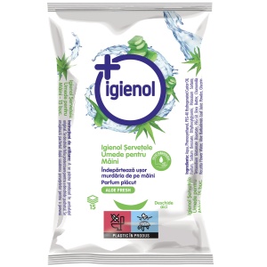 Servetele umede pentru maini, 15 bucati, aloe vera, Igienol
