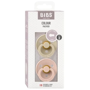 Set 2 Suzete Colour Latex, Tetină Rotundă, 6 luni+, Vanilla/Blush, Bibs