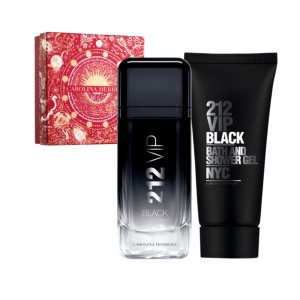 Set 212 Vip Black pentru barbati Apa de parfum 100 ml si Gel de dus 100 ml, Carolina Herrera - Img 2