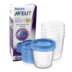 Set 5 recipiente pentru stocarea laptelui SCF619/05, 5x180ml, Philips Avent