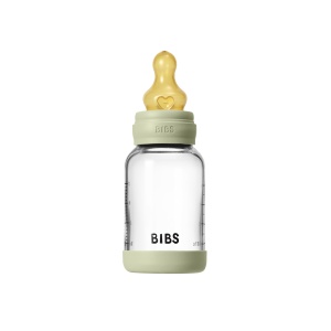 Set complet biberon din sticlă anticolici cu tetină din latex, flux lent, 120 ml, Sage, BIBS - Img 3