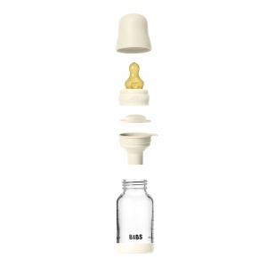 Set complet biberon din sticlă anticolici, tetină latex cu flux lent, 120 ml, Ivory, Bibs - Img 4