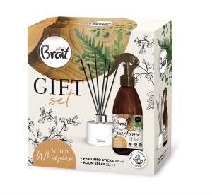 Set Woody Bețișoare parfumate 100 ml + Spray parfumat pentru camera 325 ml, Brait