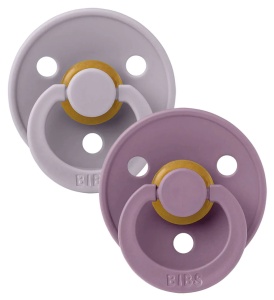 Suzete din latex cu tetina rotunda Colour, 6 luni+, Fossil Grey - Mauve, 2 bucati, Bibs 120405 - Img 2