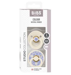 Suzete din latex, tetina rotunda, 0 luni+, Colour Studio Jasmine-Ivory Mix, 2 bucati, Bibs 11017101 - Img 1