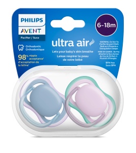 Suzete ultra air Philips Avent, 6-18 luni, 2 bucati, SCF085/34, Philips