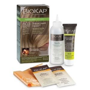 Vopsea permanenta pentru par Nutricolor Delicato, nuanta Natural Light Blond 8.03, 140 ml, Biokap - Img 2