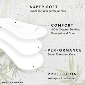 Absorbante din bambus organic de zi, 10 bucati, Grace and Green - Img 3
