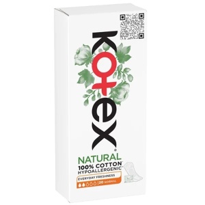 Absorbante zilnice Natural Normal, 20 bucati, Kotex