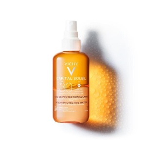 Apa de protectie solara SPF 30 cu beta-caroten pentru fata si corp Capital Soleil, 200 ml, Vichy - Img 1