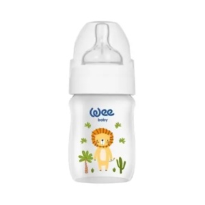 Biberon din PP cu model Safari și tetină din silicon anti-colic nr. 1, cod 960, 250 ml, Wee Baby