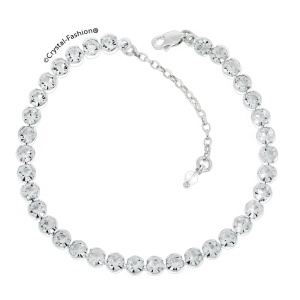 Bratara subțire cu cristale rotunde de 4 mm și închidere din argint Bezel Bracelet, Crystal