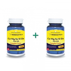 Ca+Mg+Se+Si+Zn+Vit D3 Complex Forte, 2x60 cps, Herbagetica