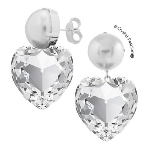 Cercei Heart Hazel cu perlă și inimă de cristal, 4,3 cm, Crystal-Fashion