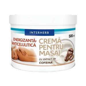 Cremă pentru masaj cu cofeină, 500 ml, Interherb