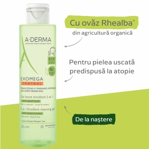 Gel spumant 2 in 1 Exomega Control, 200ml, A-Derma - Img 2