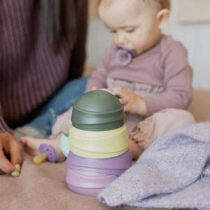 Jucaria Turnul Wobbly, +6 luni, Pastel Rainbow, Bibs - Img 3