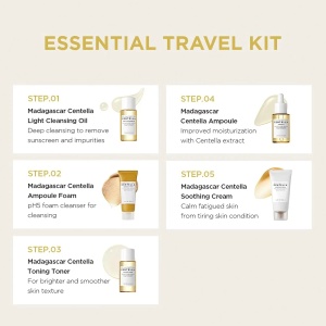Kit pentru călătorii Madagascar Centella, 5 produse mini, Skin1004 - Img 4