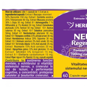 Neuro Regenerator, 60 capsule, Herbagetica - Img 3