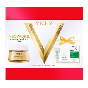 Pachet Cremă de zi Neovadiol Magistral, 50 ml + Cremă de noapte Neovadiol Magistral, 15 ml + Fluid cu SPF 50+ Capital Soleil, 3 ml + Șampon anti-mătreață Dercos, 6 ml, Vichy