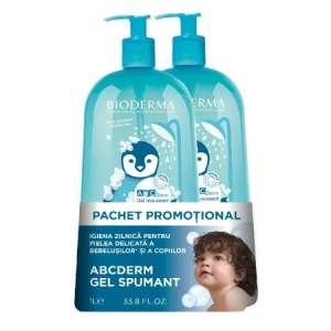 Pachet Gel spumant pentru copii ABCDerm, 2 x 1000 ml, Bioderma