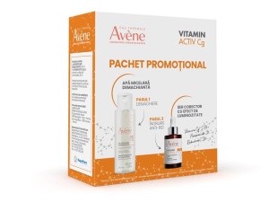 Pachet Ser corector cu efect de luminozitate Vitamin Activ Cg, 30 ml+Apa micelara demachianta, 100 ml, Avene - Img 1