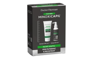 Pachet Spray impotriva caderii parului pentru barbati Minoxicapil Men, 60ml + Sampon impotriva caderii parului Minoxicapil Men, 200ml, Fiterman