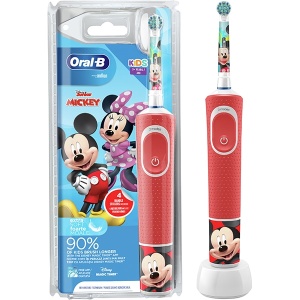 Periuta de dinti electrica copii ORAL-B Vitality Mickey Mouse, 7600 oscilatii/min, 2 programe, 1 capat, rosu,Oral-B