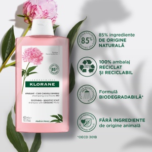Sampon bujor scalp iritat 400 ml, Klorane - Img 2