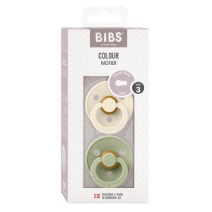 Set 2 Suzete Colour Latex, tetină rotundă, 18+ luni - Ivory/Sage, 130241 Bibs