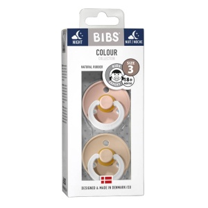 Set 2 suzete fosforescente Colour Glow din latex, tetină rotundă, 18 luni+, 130243 Blush/Vanilla, Bibs - Img 1