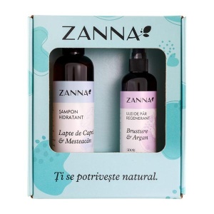 Set Șampon cu Lapte de Capră + Ulei Păr Regenerant cu Brusture & Argan, Zanna