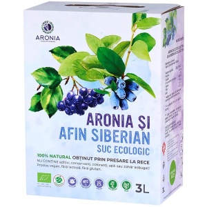 Suc BIO de aronia și afin siberian, presat la rece, 3 L, Aronia Charlottenburg