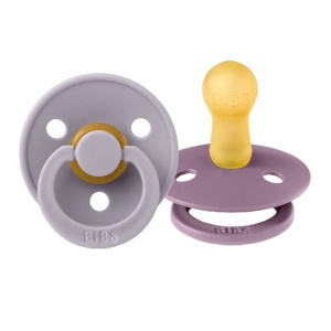 Suzete din latex cu tetina rotunda Colour, 6 luni+, Fossil Grey - Mauve, 2 bucati, Bibs 120405 - Img 3