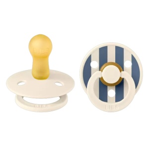 Suzete din latex cu tetina rotunda Colour, 6 luni+, Pin Ivory-Steel Blue Mix, 2 bucati, Bibs 12015105 - Img 3