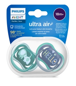 Suzete Ultra Air SCF349/18 pentru +18 luni Verde/Albastru , 2 bucati, Philips Avent - Img 1