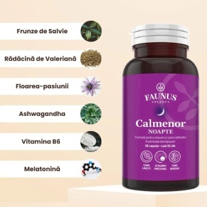 Calmenor Noapte – Formula naturala cu plante, vitamine și melatonina pentru somn odihnitor si confort in menopauza, 60 capsule, Faunus Plant - Img 4