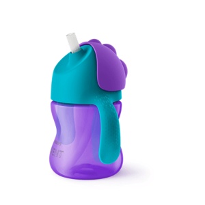 Cana cu pai flexibil Philips, +9 luni, mov, 200 ml, SCF796/02, Avent