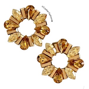 Cercei Golden Halo rotunzi, cu cristale, 3 cm, Crystal-Fashion