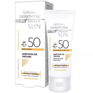 Crema pentru fata SPF 50 tenta aurie H3 Derma+ Sun, 50 ml, Gerovital