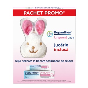 Pachet Bepanthen Unguent 5% Panthenol + Jucărie Iepuraș, 100 g, Bayer