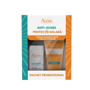 Pachet Crema de fata concentrata pentru ten acneic Cleanance Comedomed 30ml + Crema cu protectie solara SPF50+ Cleanance 50ml, Avene - Img 1
