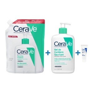 Pachet Gel spumant de curatare 473ml + Refill Gel spumant de curatare 473ml + Lotiune hidratanta 5ml, CeraVe - Img 2