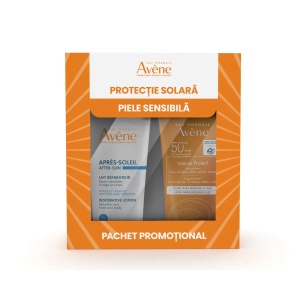 Pachet Lotiune protectie solara cu SPF50+ Intense Protect 150ml + Lotiune reparatoare dupa plaja Sun Care 200ml, Avene - Img 1