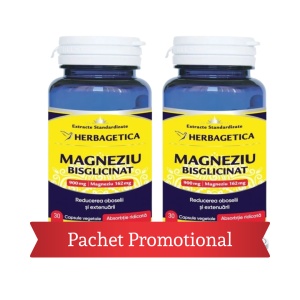 Pachet promotional Magneziu Bisglicinat, 30 + 30 capsule, Herbagetica
