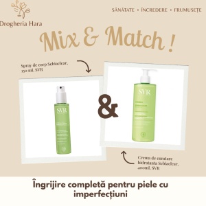 Pachet Spray de corp Sebiaclear 150 ml + Cremă de curățare hidratantă Sebiaclear 400 ml, SVR