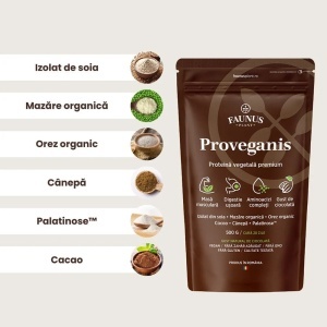 Proveganis, proteină vegetală pudră cu aromă de ciocolată, 500 g, Faunus Plant - Img 4