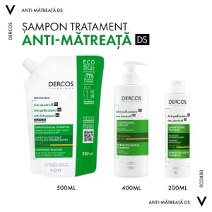 Rezerva eco sampon anti-matreata pentru par uscat Dercos, 500 ml, Vichy - Img 8